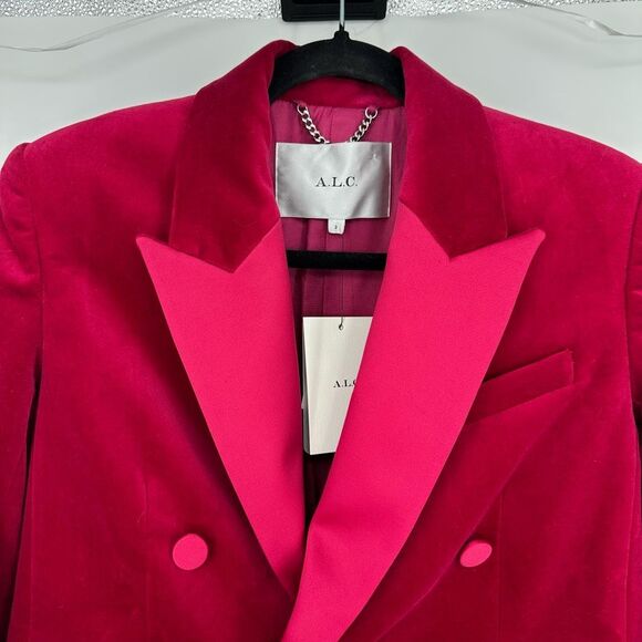 A.L.C. Declan Velvet Tailored Jacket Double Breasted Blazer Pink XS S 2 $650 NWT - Picture 5 of 16